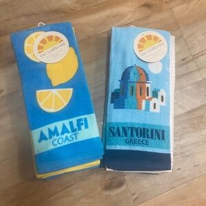 C&C California Santorini Greece and Amalfi Coast kitchen towel trios - Brand new